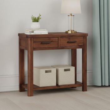 Andorra Dark Acacia Wood 5ft King Size 2 Drawer Console Table