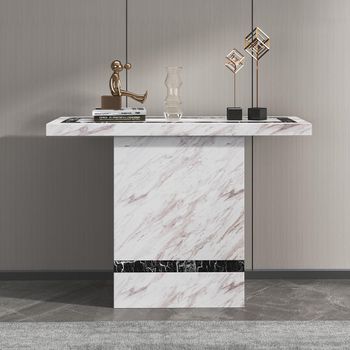 Clearance - Rome Beige Marble Rectangle Console Table