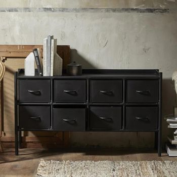 Portland Black 8 Drawer Console Table