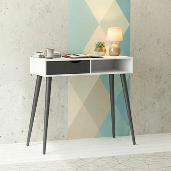 Oslo White and Black 1 Drawer Console Table