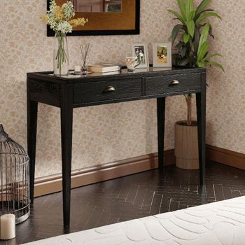 Elmhurst Black Elm Wood 2 Drawer Console Table