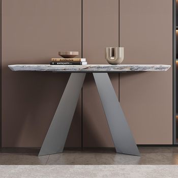 Taurus Beige Marble Dark Grey Base Console Table
