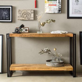 Cosmo Wooden and Metal Industrial Style Console Table
