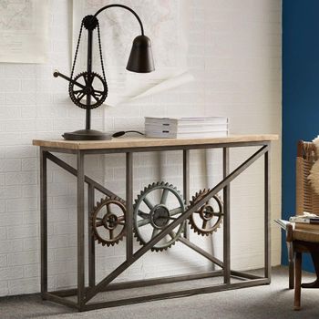 Evoke Wooden and Metal Industrial Style Console Table