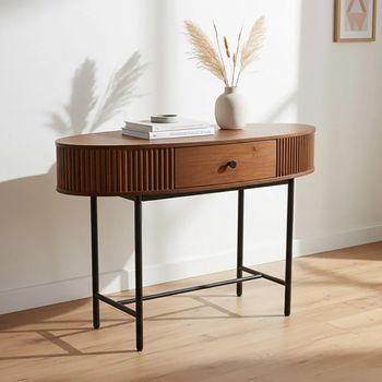 Panama Acacia Wood 1 Drawer Console Table