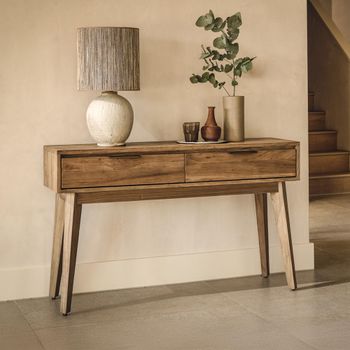 Sorrento Elm Wood 2 Drawer Chevron Console Table