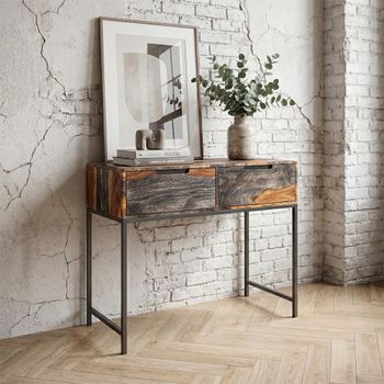 Goa Dark Sheesham Wood 2 Drawer Console Table