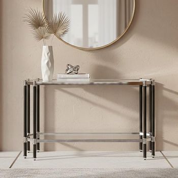 Allessi Clear Glass and Chrome Console Table