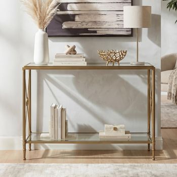 Axis Clear Glass with Gold Metal Console Table