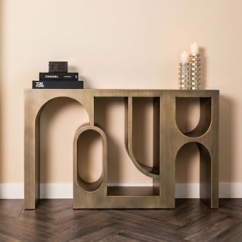 Lugano Brushed Gold Metal Console Table