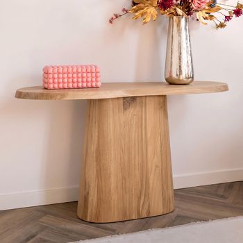 Riva Oak Abstract Console Table