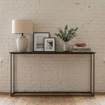 Terni Industrial Brown and Black Solid Wood and Metal Console Table