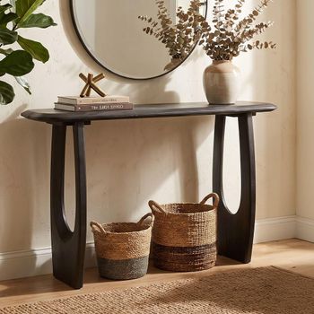 Mark Black Mango Wood Console Table with Cut Out Legs