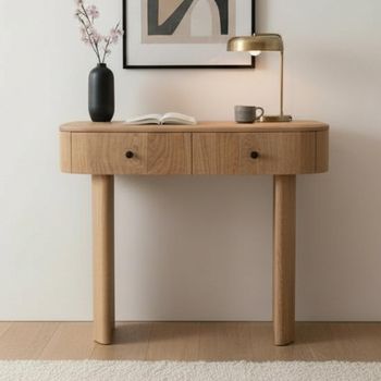 Sindhu Natural Mango Wood 2 Drawer Curved Console Table