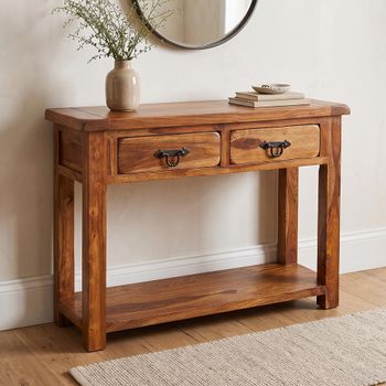 Vellar Sheesham Wood 2 Drawer Console Table