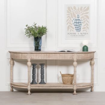 Acacia Wood Large Curved Console Table