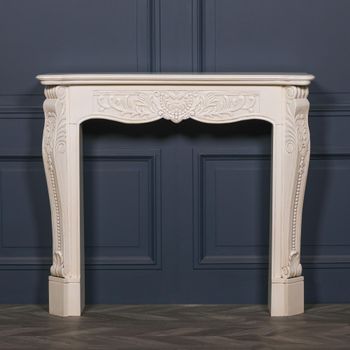 Aged Ivory Fire Surround Rectangle Hand Carved Accent Tables