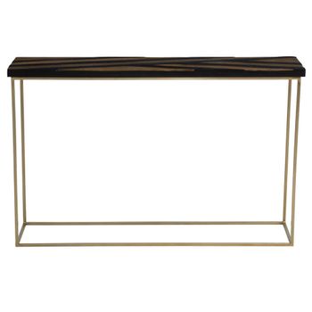 Aris Black Acacia Wood with Gold Base Console Table
