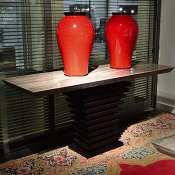 Ark Marble with Wooden Base Console Table - Sizes Available