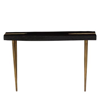Asamra Console Table with Black Acacia Wood with Gold Legs
