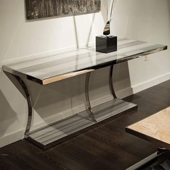 Aurora Marble with Stainless Steel Base Console Table - Sizes Available