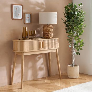 Axel Oak Fluted 2 Door Curved Console Table