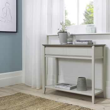 Bergen Grey Washed Oak and Soft Grey 2 Drawer Console Table