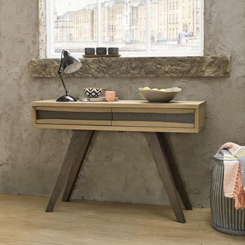 Cadell Aged Oak 2 Drawer Console Table