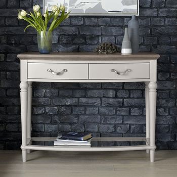 Montreux Grey Washed Oak and Soft Grey 2 Drawer Console Table