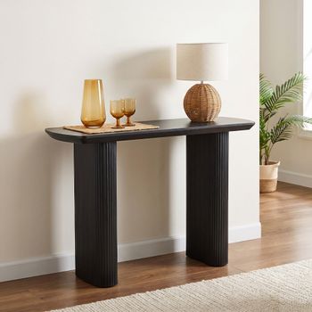 Bern Pedestal Black Fluted Console Table