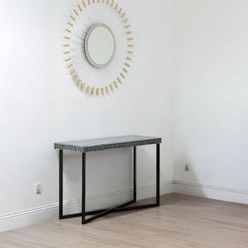 Bria Black and White Shell Inlay Console Table