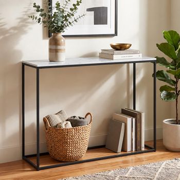 Clearance - Kensal White Marble and Black Console Table - FSS13282