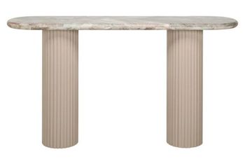 Coronel Beige Curved Console Table with Fluted Base