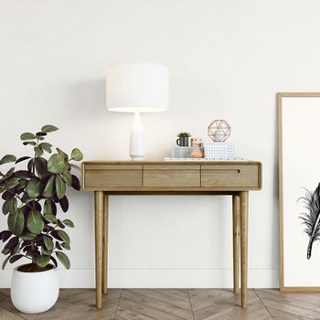 Scandic Oak Hall 3 Drawer Rectangle Table