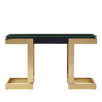 Deana Clear Glass with Gold Metal Console Table