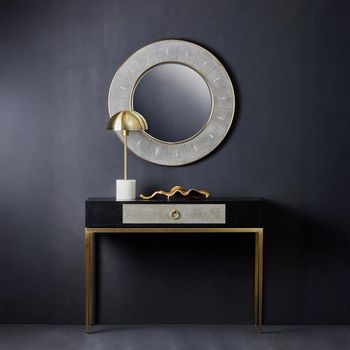 Deruta Grey Faux Shagreen 1 Drawer Console Table