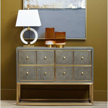 Deskey Grey and Faux Shagreen 4 Drawer Console Table