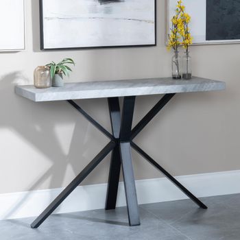 Clearance - Ezra Rectangle Console Table Grey Black Spider Legs Concrete
