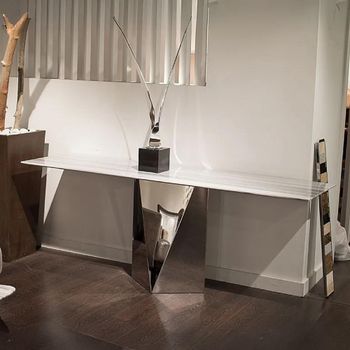 Freedom Marble with Stainless Steel Base Thin Console Table - Sizes Available