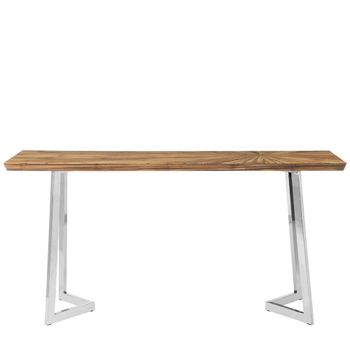 Gabar Bamboo Wood with Silver Metal Console Table