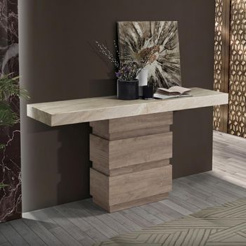 Goya Marble Top 160cm Console Table with Pedestal Base - Sizes Available