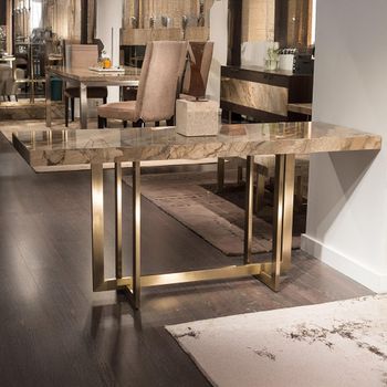 Horizon Marble with Brass Base Console Table - Sizes Available