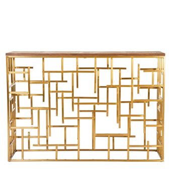 Jana Wood with Gold Metal Console Table
