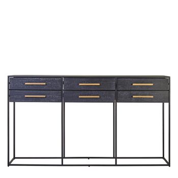 Judd Black Oak 6 Drawer Console Table