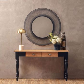 Kensington Townhouse Antique Oak and Black 2 Drawer Console Table