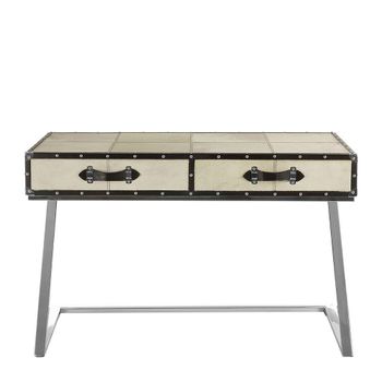Kensington Townhouse Beige Faux Fur 2 Drawer Console Table