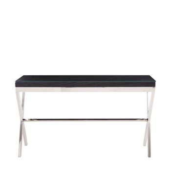 Kerala Black Glass with Silver Cross Base Console Table