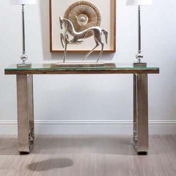 Kerala Clear Glass with Silver Base Console Table