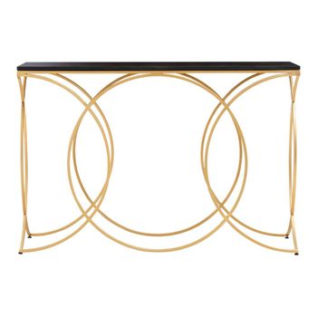 Kia Black Marble with Gold Metal Console Table