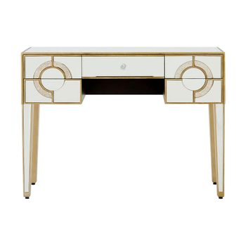 Knightsbridge Mirrored with Gold Trim 5 Drawer Console Table
